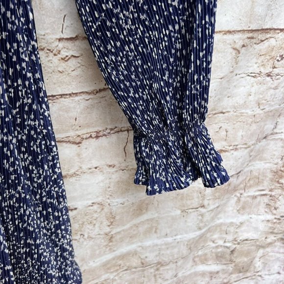 j.o.a. Los Angeles Size Large Blue White Spotted Mini Dress Keyhole Neckline - Picture 5 of 7